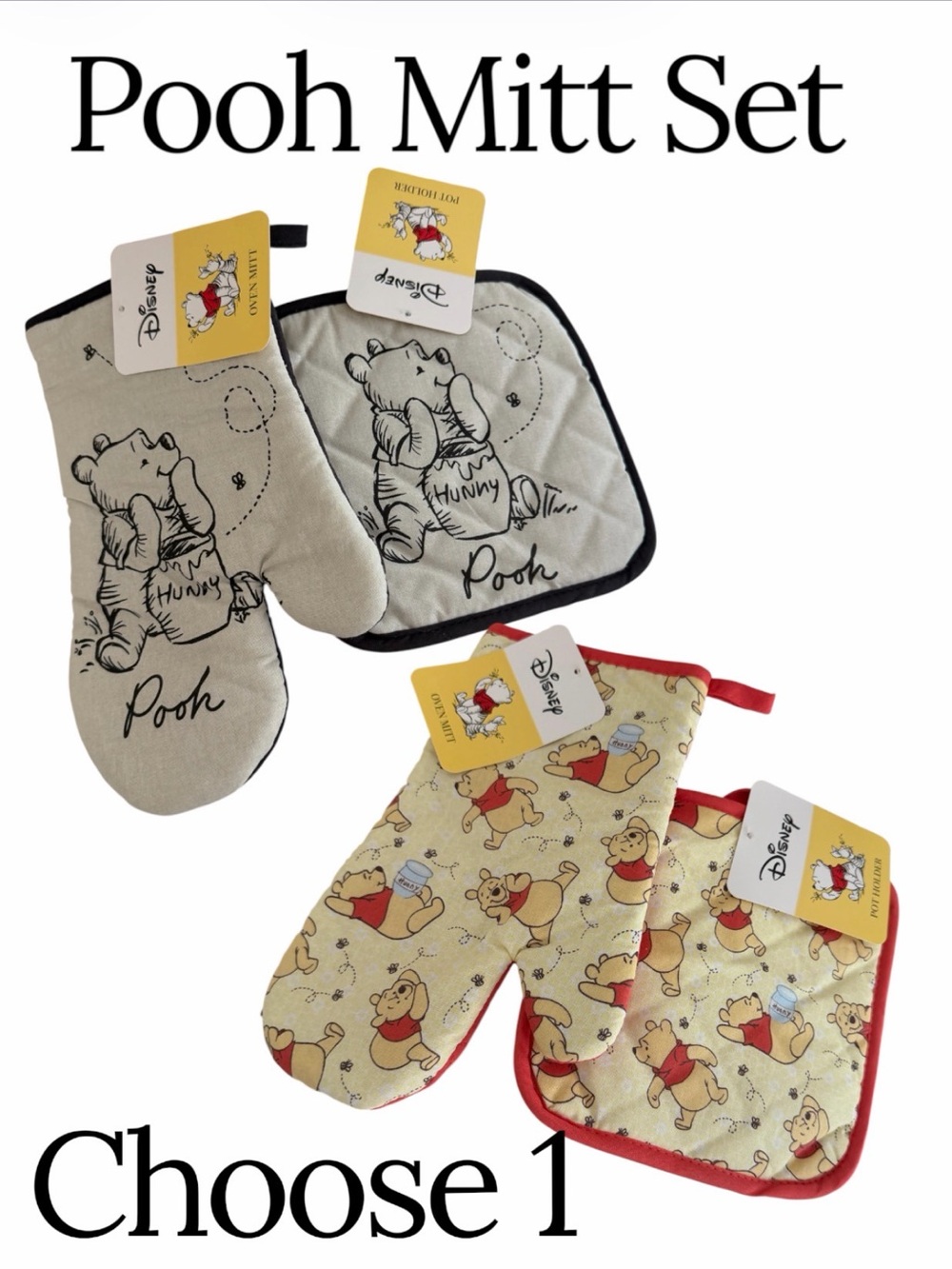 Winnie The Pooh Oven Mitt & Pot Holder Set
